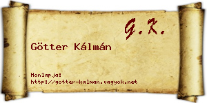 Götter Kálmán névjegykártya